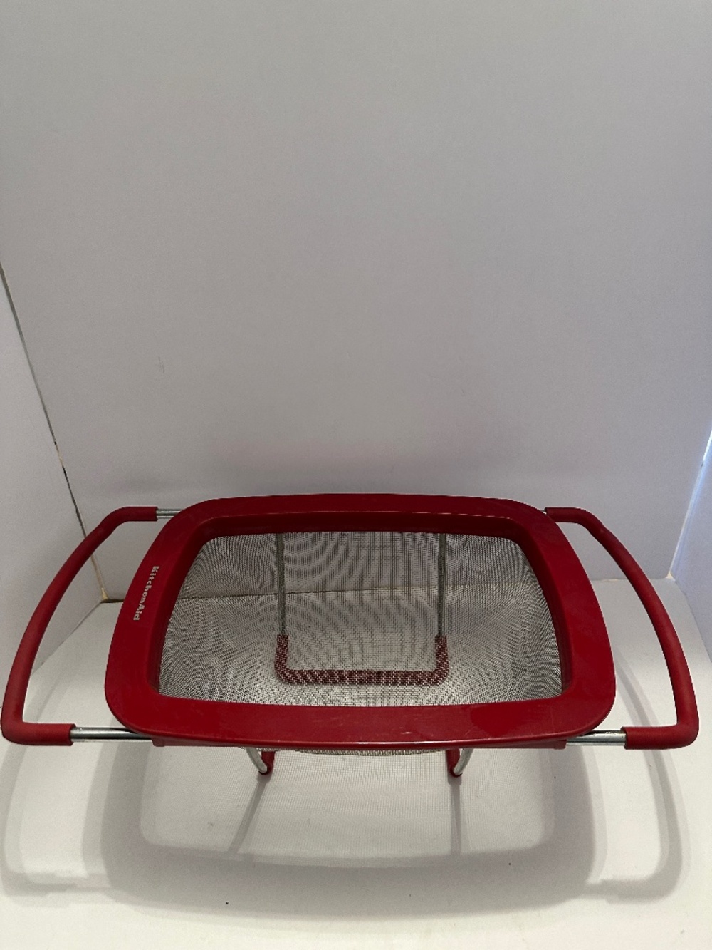 Kitchen Aid Red/Stainless Over the Sink Telescoping Handles Strainer